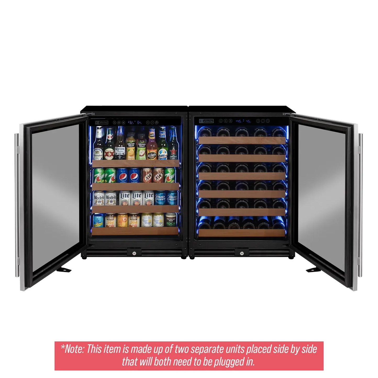 Allavino Reserva Series 51 Bottle / 124 Can Side-by-Side Wine Refrigerator & Beverage Center
