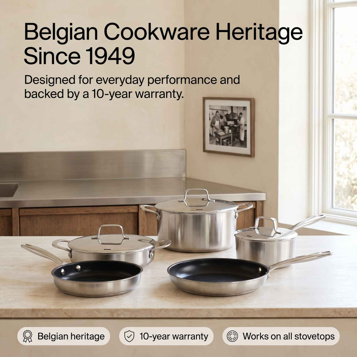 5-Ply Stainless + Ceramic Nonstick Set