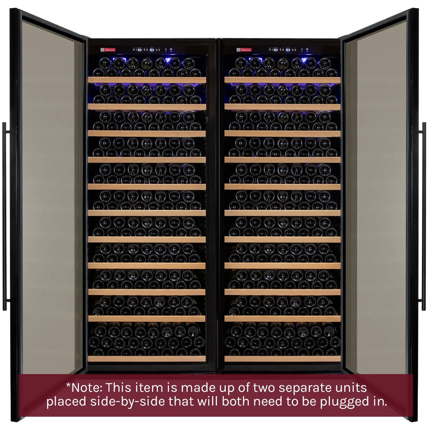 Allavino Vite Series 610 Bottle Tall Dual Zone Side-by-Side Wine Refrigerators with Stainless Steel Doors
