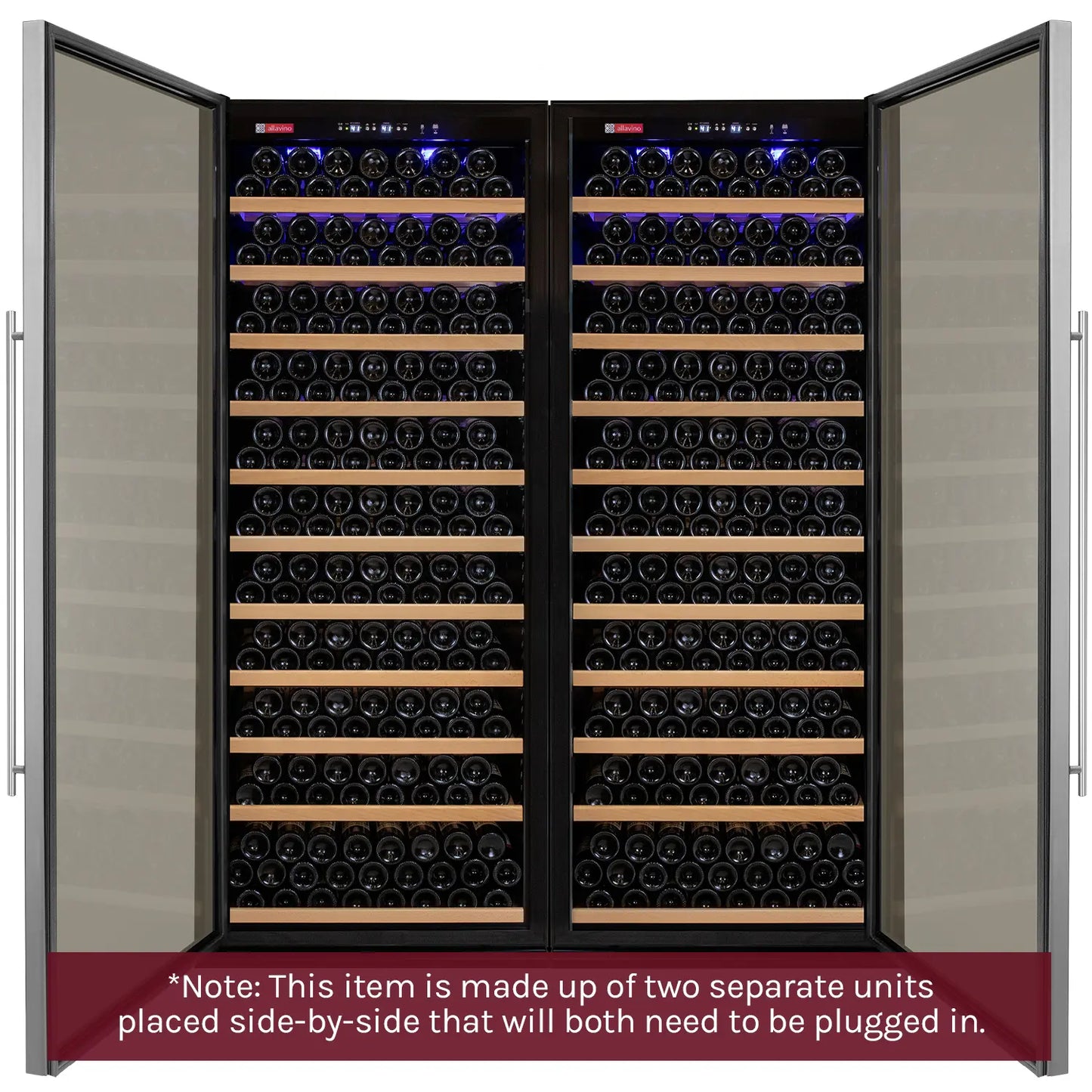 Allavino Vite Series 610 Bottle Tall Dual Zone Side-by-Side Wine Refrigerators with Stainless Steel Doors