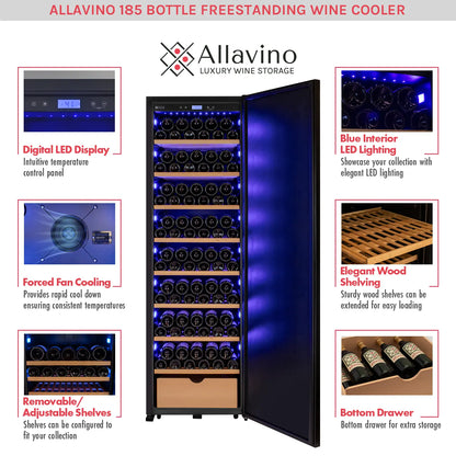Allavino Wine Vault Series 185 Bottle Single Zone Wine Refrigerator (KWR-8185 Series)