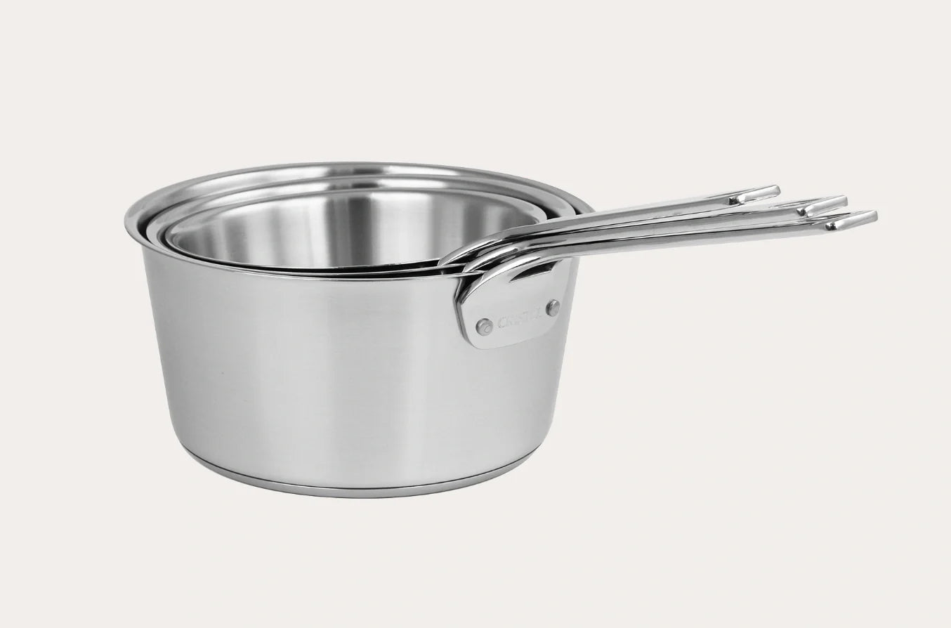 CRISTEL® 1826® 3-Piece Stainless Steel Saucepan Set with Glass Lids