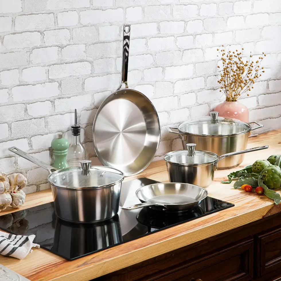 CRISTEL® 1826® 8-Piece Stainless Steel Cookware Set with Glass Lids