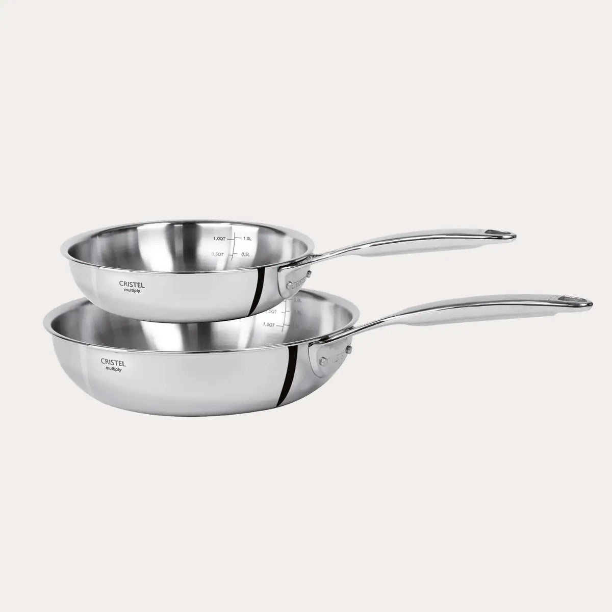 CRISTEL® Castel'Pro® 2-Piece Stainless Steel Deep Frying Pan Set