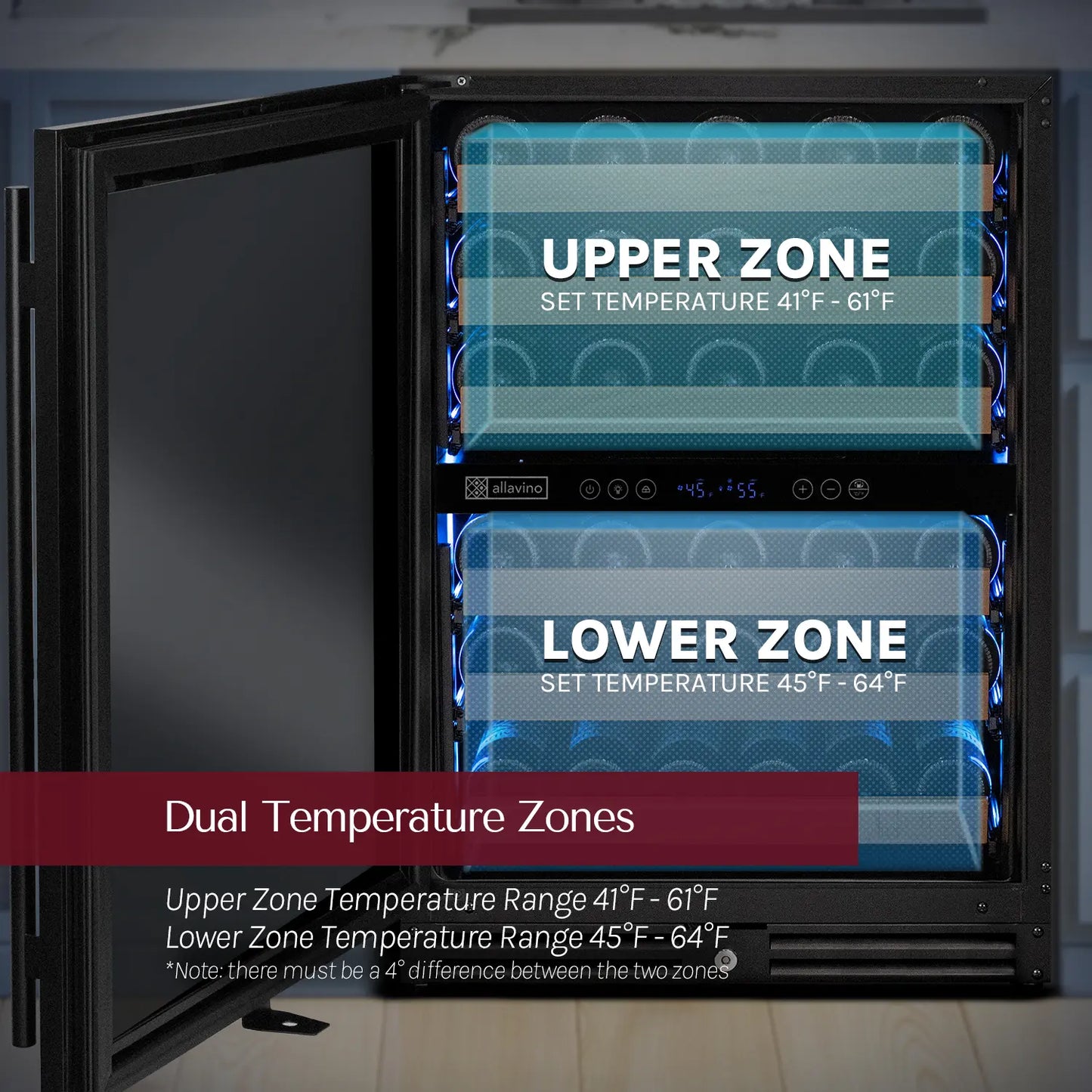 Allavino VSW5134D-2BR 51 Bottle Dual Zone Wine Refrigerator