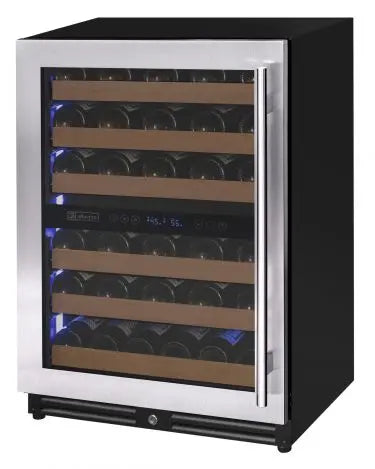 Allavino Reserva Series 51 Bottle Dual Zone Built-In Luxury Wine Refrigerator with Stainless Steel Door - Right Hinge