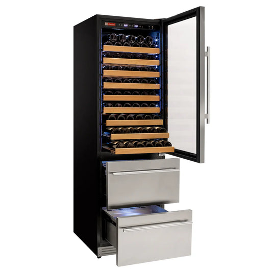 Allavino 108 Bottle Wine Refrigerator with Two Refrigerated Beverage Drawers