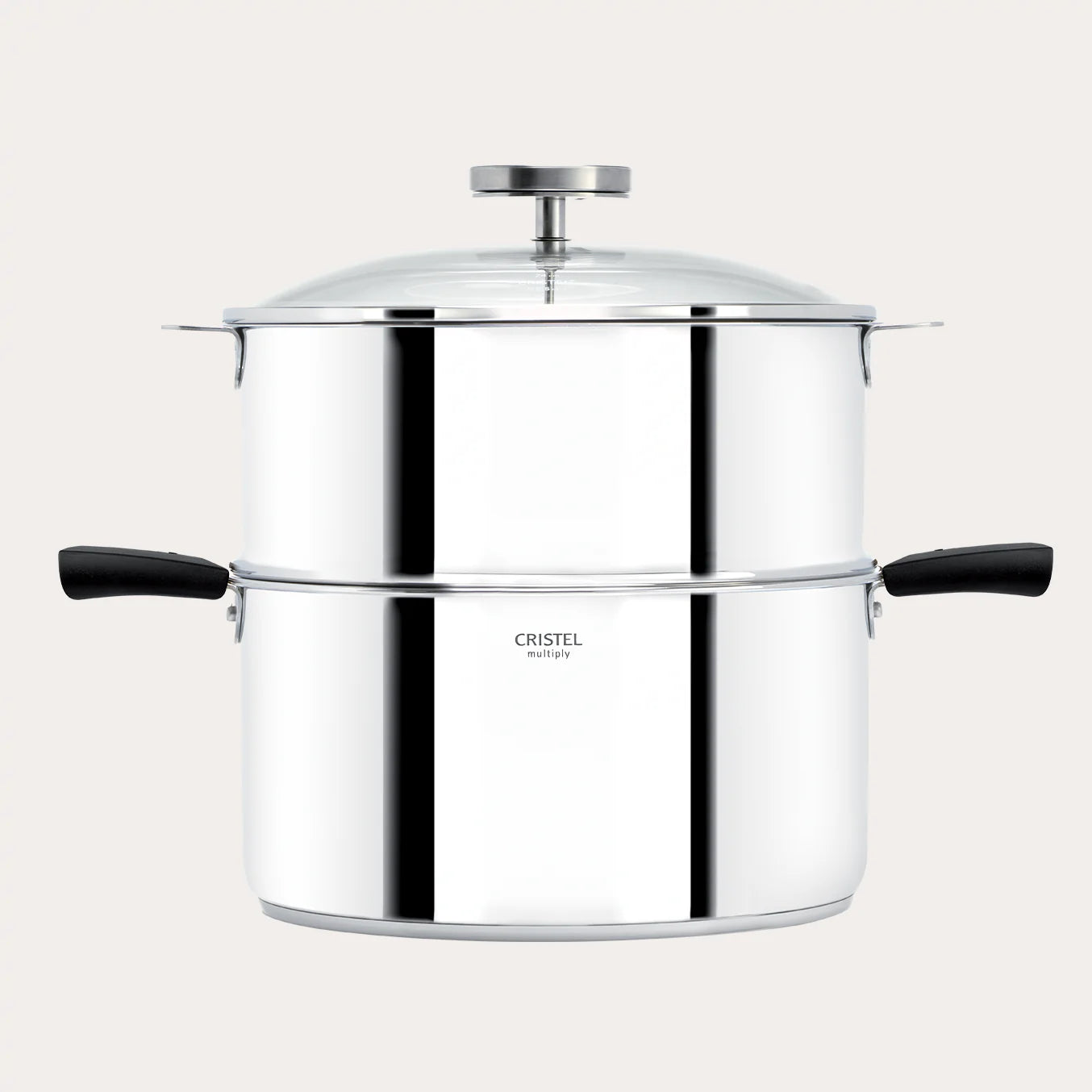 BIOME Healthy Cooking Set by CRISTEL with 6 Quart Saucepan Stainless Steel Steamer Glass Lid and Accessories for Healthy Cooking.