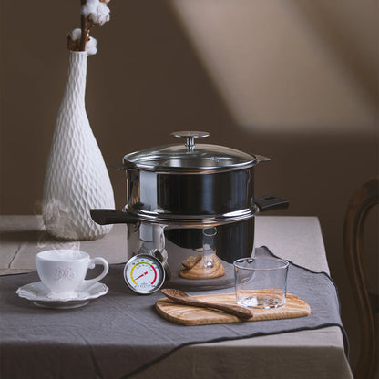 BIOME® Healthy Cooking Set by CRISTEL® | 6 Qt Saucepan & Steame