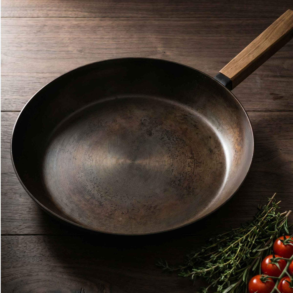 Alva Forest Carbon Steel Frying Pan with Wood Handle
