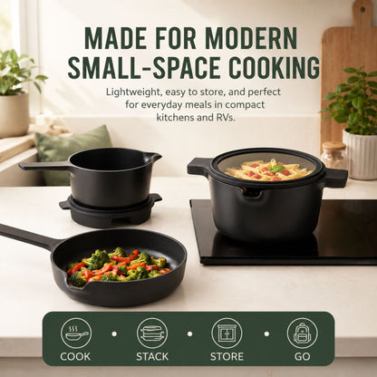 Alva Neat 5-Piece Stackable Ceramic Nonstick Cookware Set