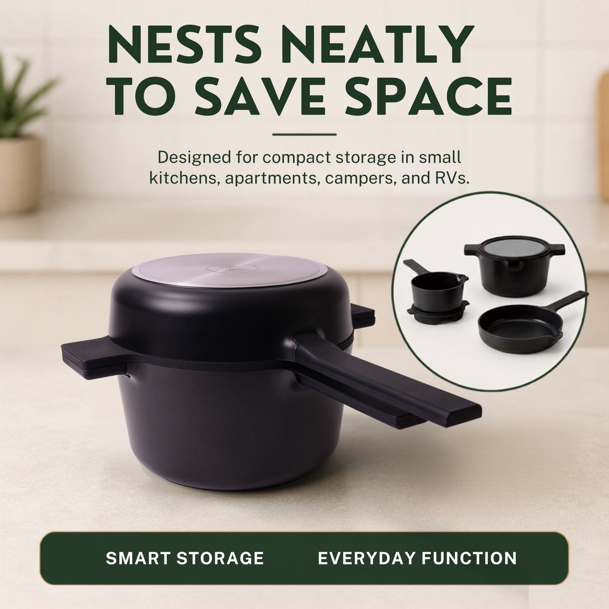 Alva Neat 5-Piece Stackable Ceramic Nonstick Cookware Set