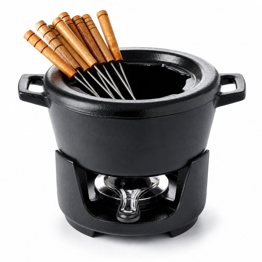 Alva Nori Enameled Cast Iron Fondue Set, 2-Qt